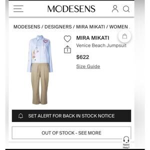 MIRA MIKATI NWOT Venice Beach Jumpsuit One piece Luxury Designer Retail $622